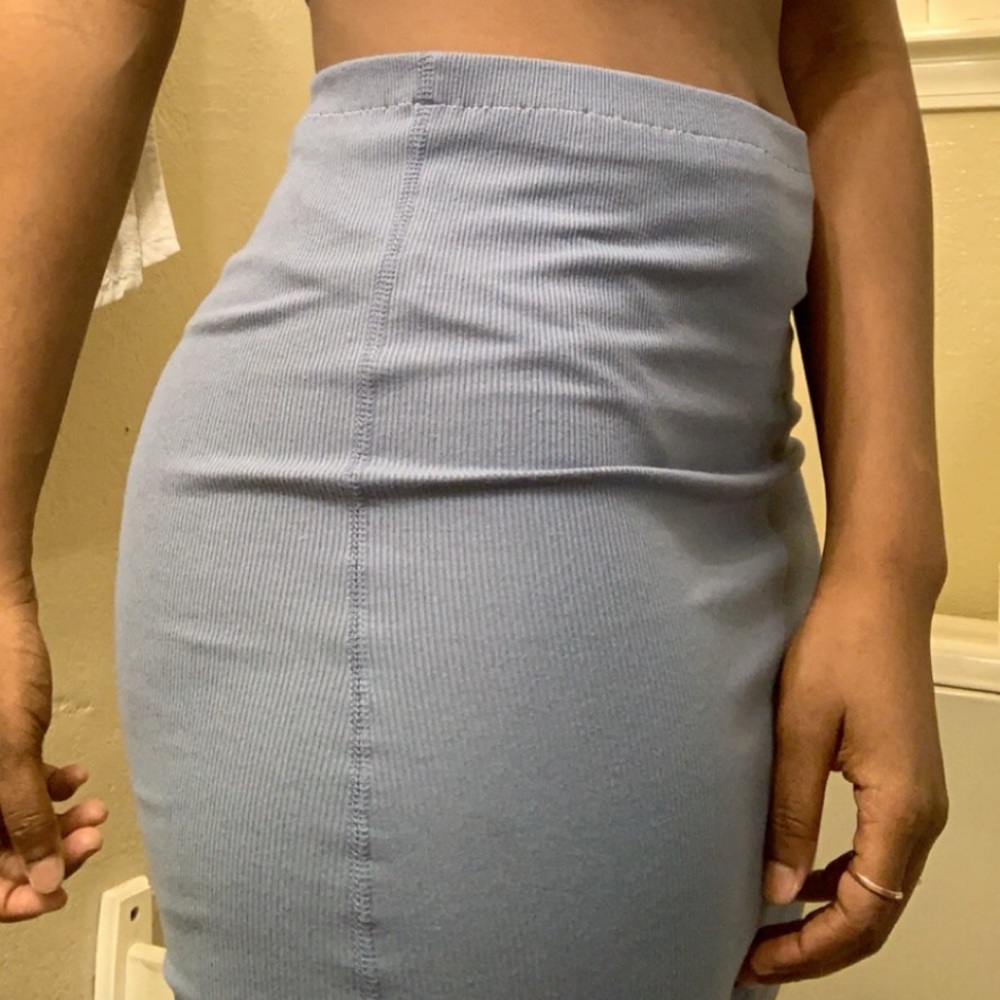 Light blue high waisted skirt